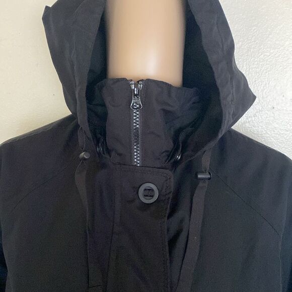 Lands’ End Black Long Sleeve Button Zip Hoodie Lightweight Spring Jacket Size M - Picture 3 of 16